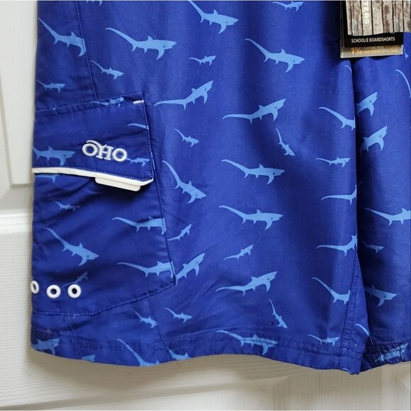 OHO Gear Fishing Boardshorts Mens 36 Blue Shark Outdoor Performance Pockets New - Picture 5 of 14